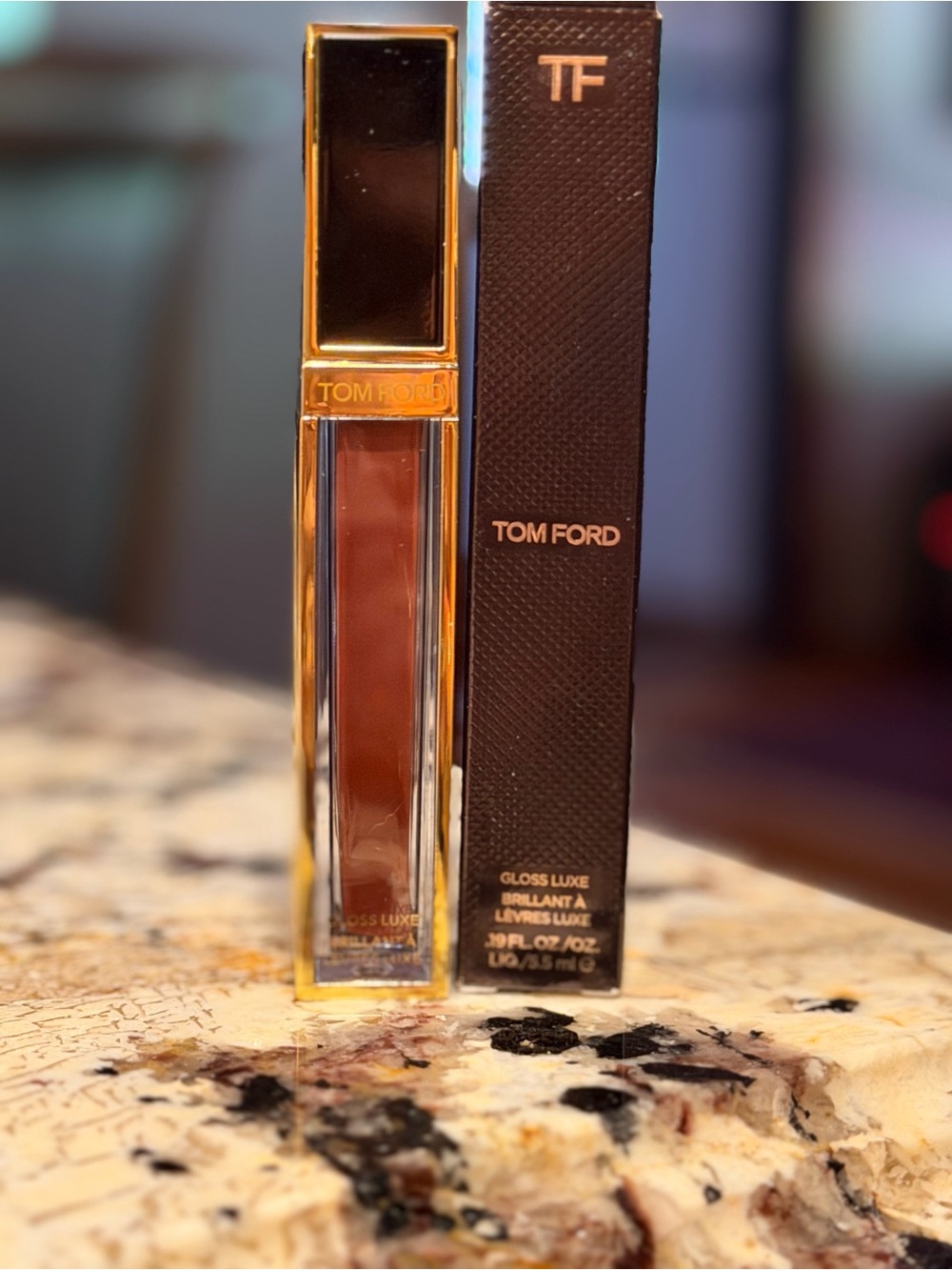 Tom Ford Gloss Luxe Phantom 20 Lip Gloss — Deep Brown with Gold Trim NIB